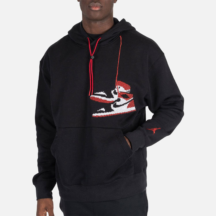 Air Jordan Jumpman Holiday Casual Sports hooded Pullover Fleece Lined Black CT3457-010