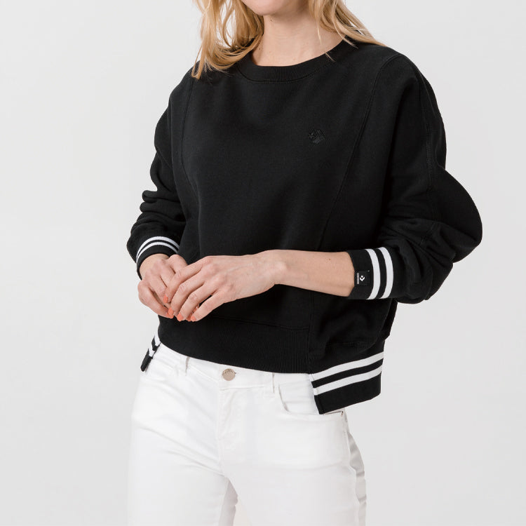 (WMNS) Converse Stripe Breathable Pullover Black 10020727-A02