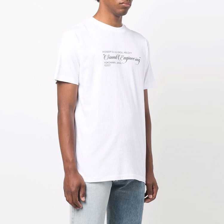 Men's Off-White SS21 Painting Pattern Round Neck Short Sleeve White T-Shirt OMAA027G21JER0010159