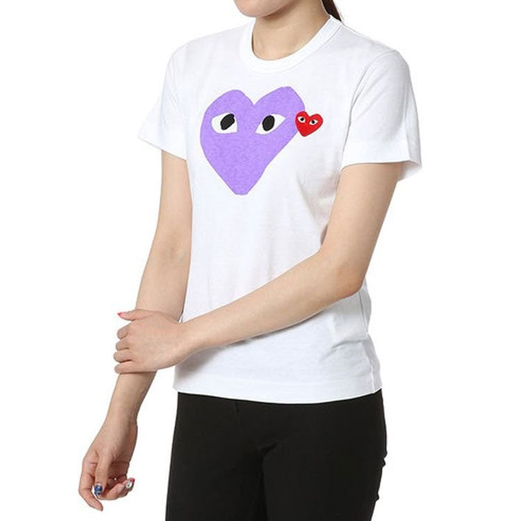 (WMNS) COMME des GARCONS FW25 PLAY Colored Heart Tee 'White' AZ-T105-051-1