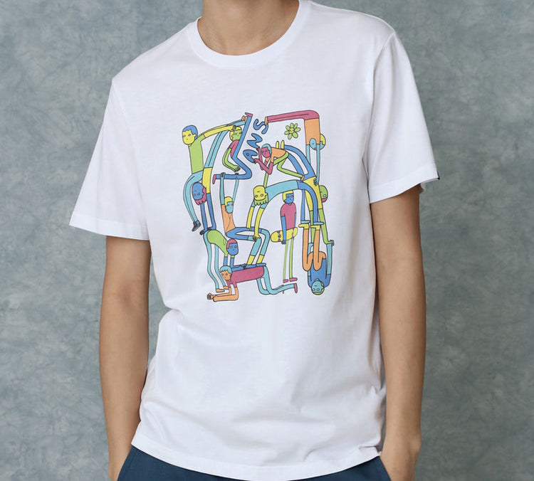 Vans OTW LICKPALIK Cartoon Printing Short Sleeve Couple Style White VN0A4RAVWHT