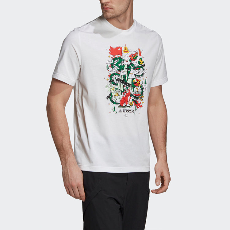 adidas Xplr Blessing T Printing Outdoor Sports Short Sleeve White GE9940