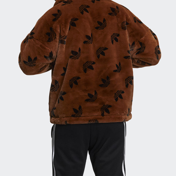adidas originals Logo Stand Collar Sports Jacket International Size Brown HI4657