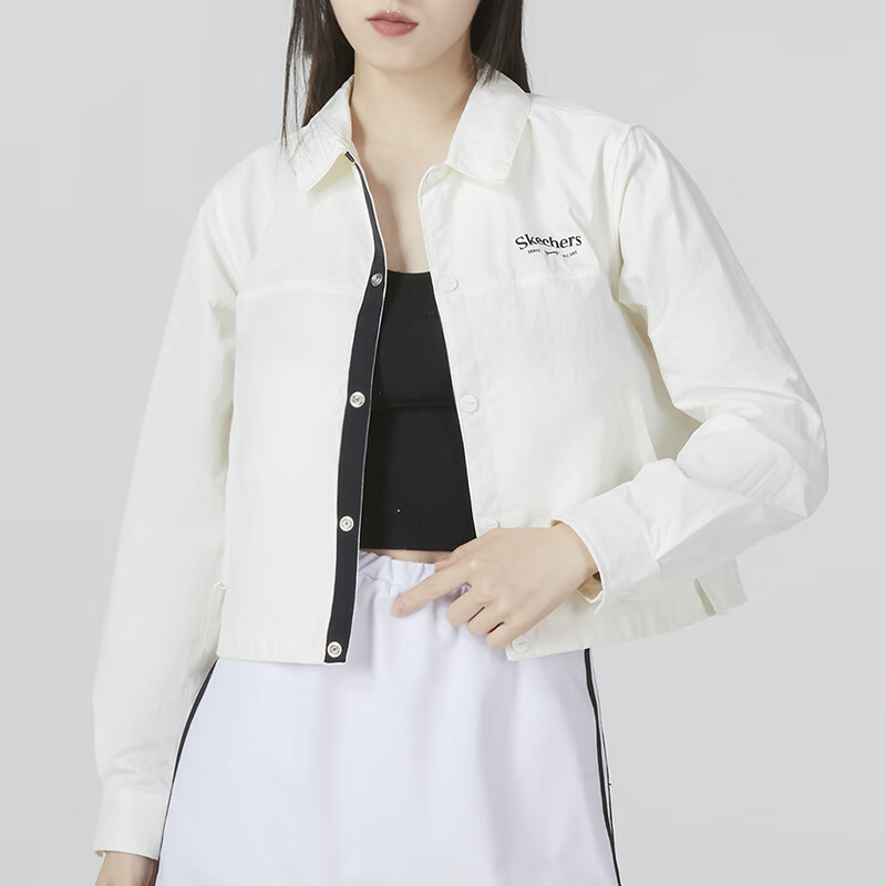 (WMNS) Skechers Logo Printed Shirt 'White Pink' L223W036
