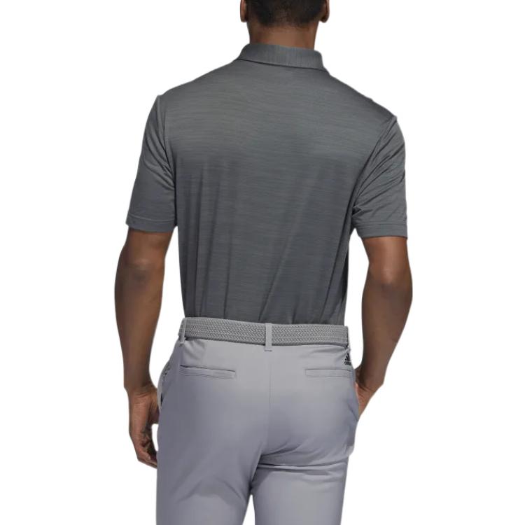 Men's adidas Solid Color Logo Micro Mark Golf Sports Short Sleeve Dark Grey Polo Shirt HA9158