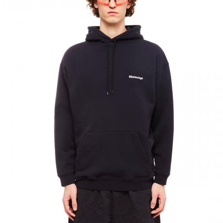 Balenciaga Logo Embroidered Hoodie 'Navy' 570811TKVB53967