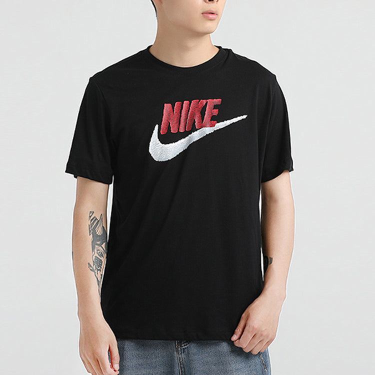 Nike Sportswear Logo Printing Round Neck Short Sleeve Obsidian Color Black AR4994-013