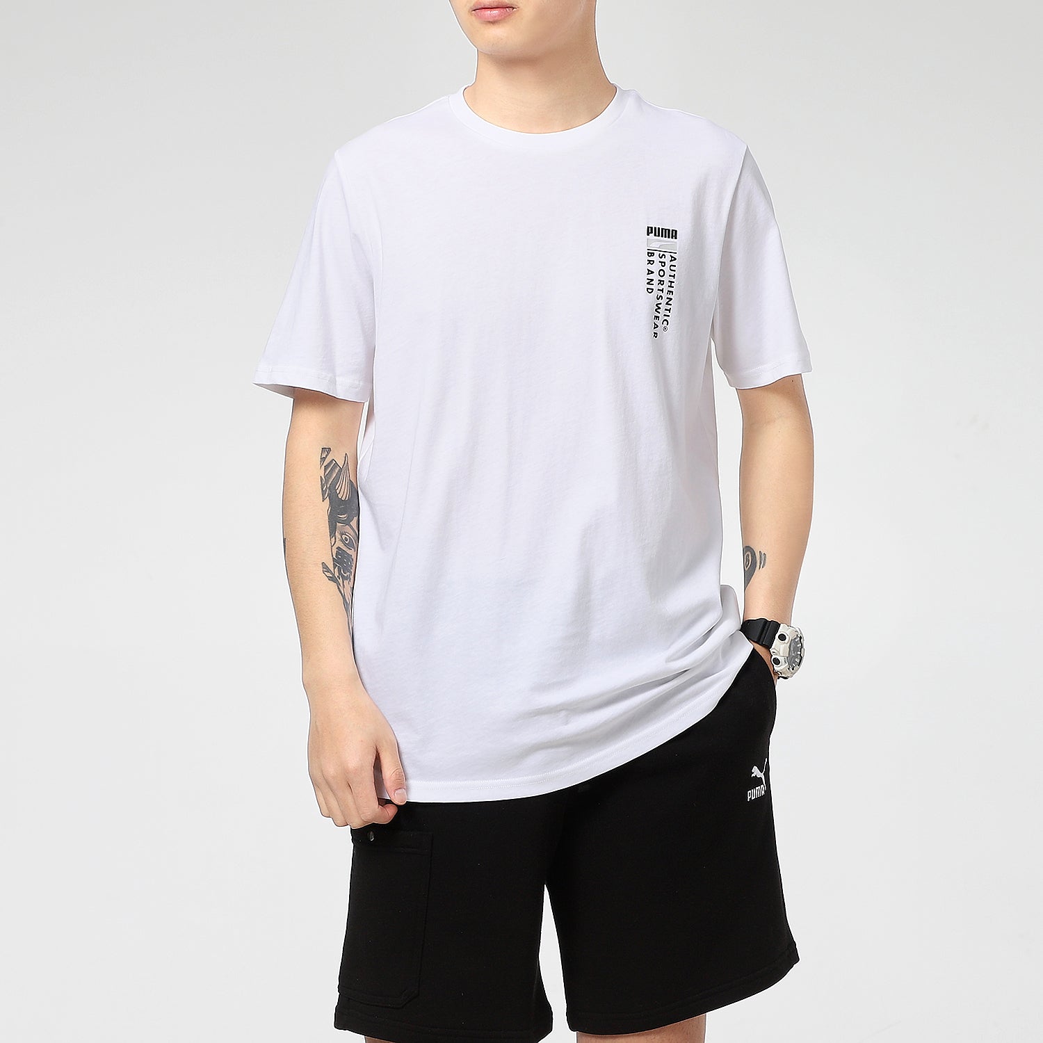 PUMA Casual Graphic T-Shirts 'White' 855975-02