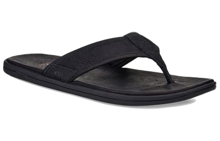 UGG Seaside Flip Leather Cowhide Slipper Black 1102690-BLK