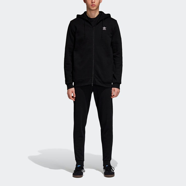 adidas originals TRF FLC Hoodie Zipper Fleece Lined Stay Warm Hooded Jacket Black DN6016