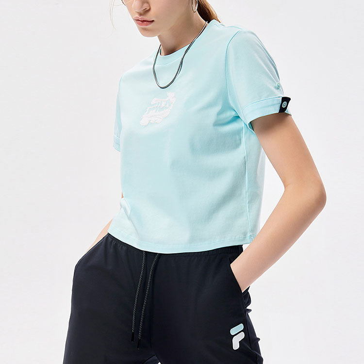 FILA FUSION Logo Printing Round Neck Sports Short Sleeve Light Blue T11W133104F-LB