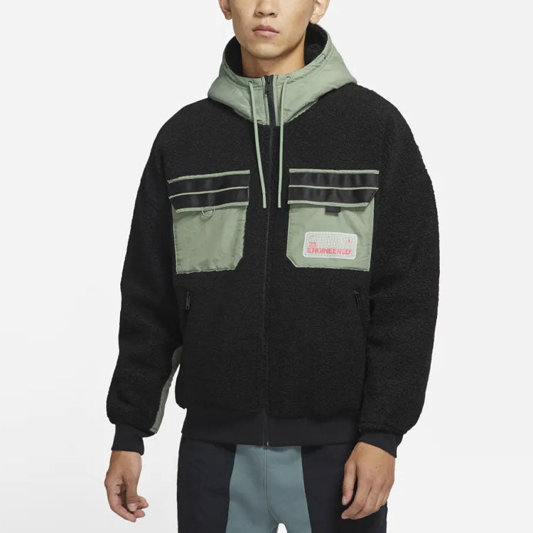 Air Jordan Splicing polar fleece Hooded Jacket Black DQ0385-010