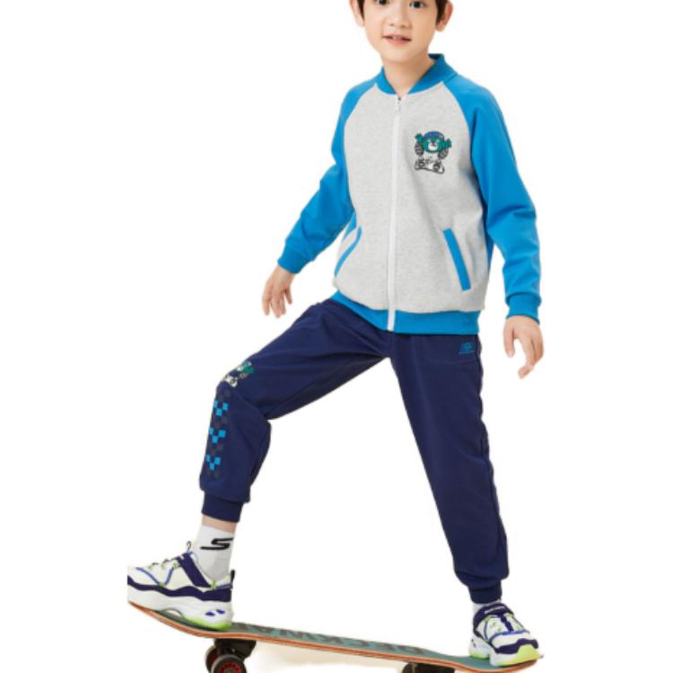 (GS) Skechers Graphic Baseball Jacket 'Grey Blue Red' L322B021