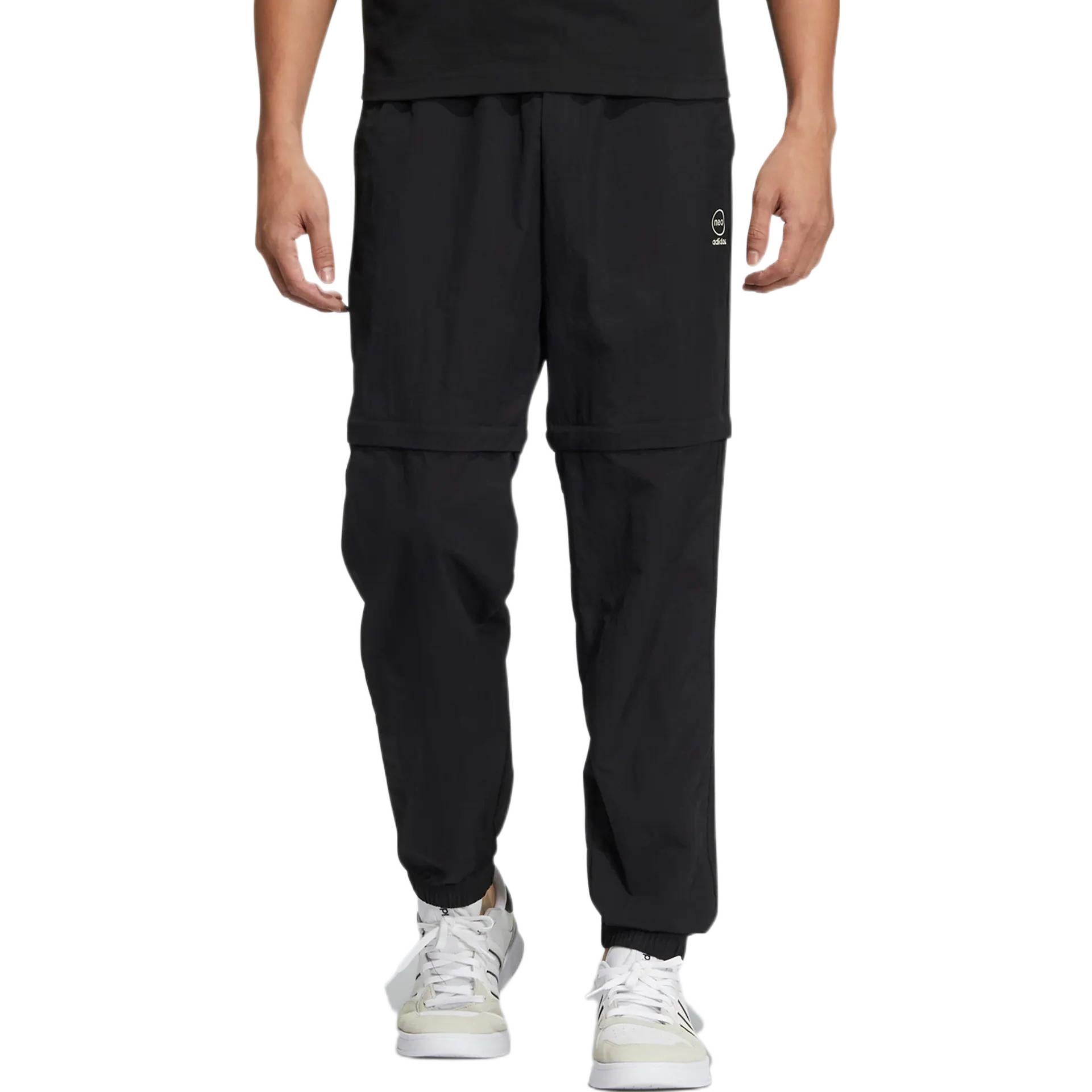 Men's adidas neo SW 2N1 TP Woven Bundle Feet Detachable Sports Pants/Trousers/Joggers Black HC9734