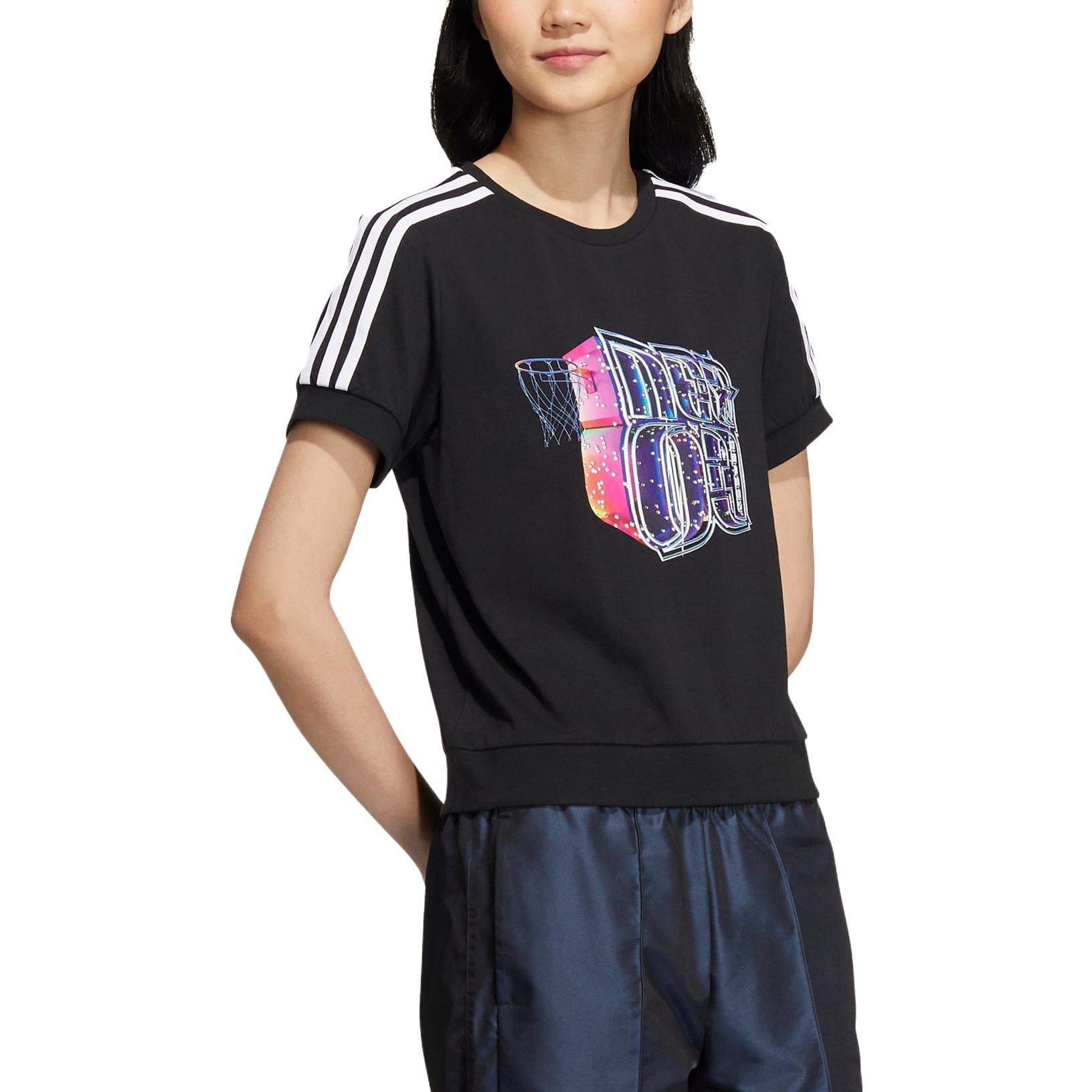 (WMNS) adidas neo 3-Stripes Bucket T-Shirt 'Black' IB7675