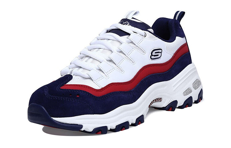(WMNS) Skechers D'Lites 1.0 Low-top Clunky Shoes White/Blue 13141-WNVR