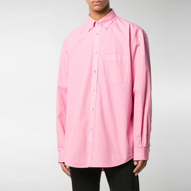 Balenciaga Back Logo Cotton Poplin Shirt 'Pink' 556878TEM095630