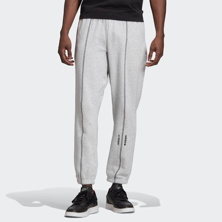 Men's adidas originals Embroidered Logo Solid Color Bundle Feet Sports Pants/Trousers/Joggers Gray GD9304