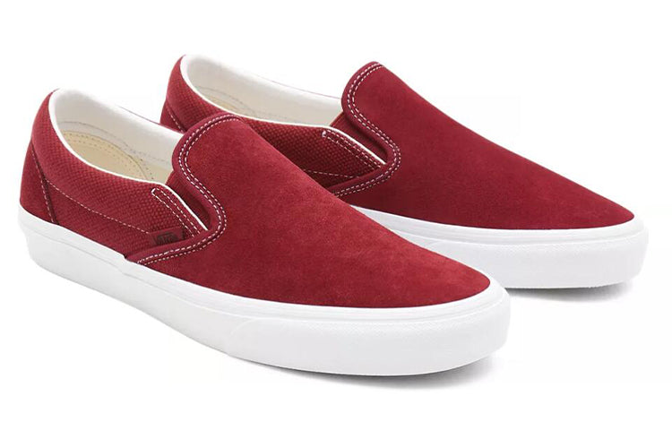 Vans Slip-On Breathable Non-Slip Wear-Resistant Low Top Casual Skate Shoes Deep Red VN0A33TB9HU
