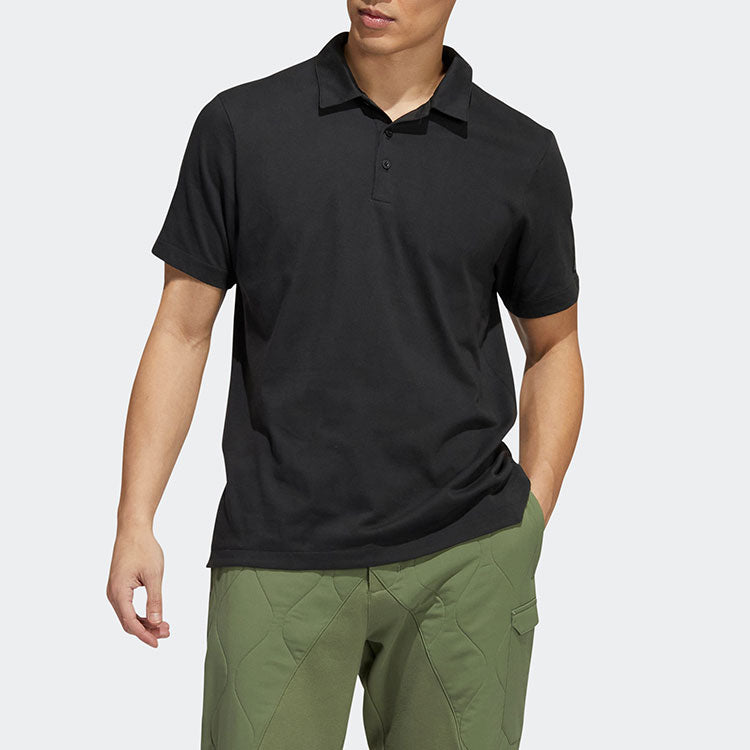 Men's adidas ADX POLO Solid Color Half-Fastening Pullover Short Sleeve Black Polo Shirt HP1917