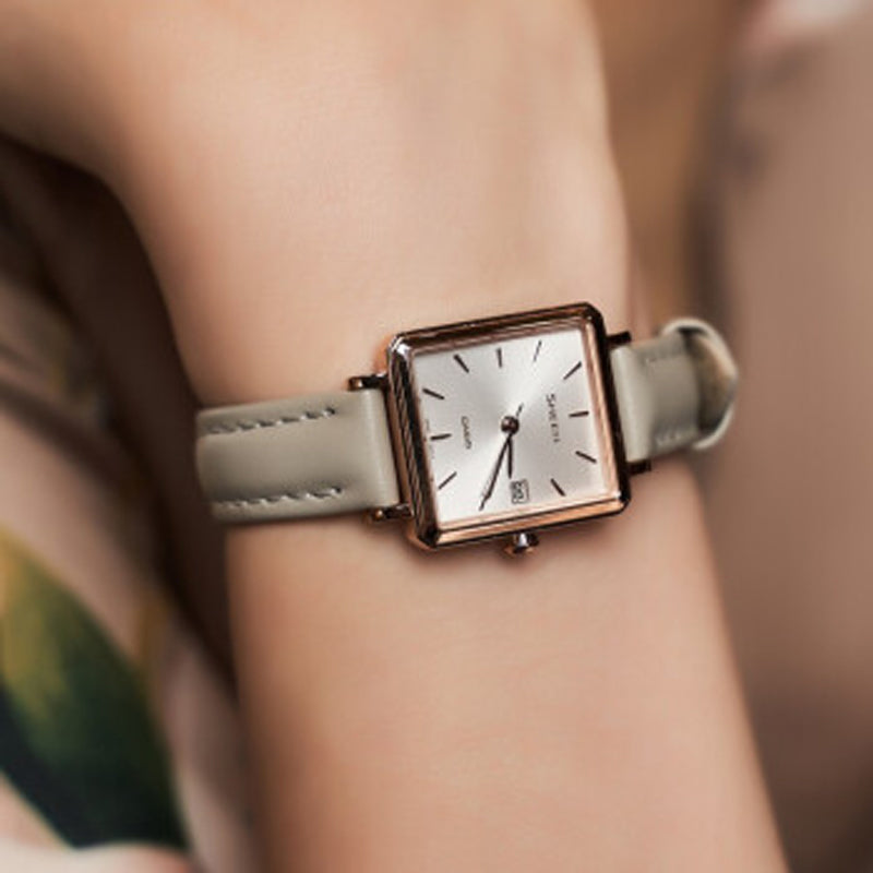 CASIO SHEEN Series Fashiones Leather Business Blue/Golden Sapphire Crystal Rose Gold Analog SHE-4538GL-7B