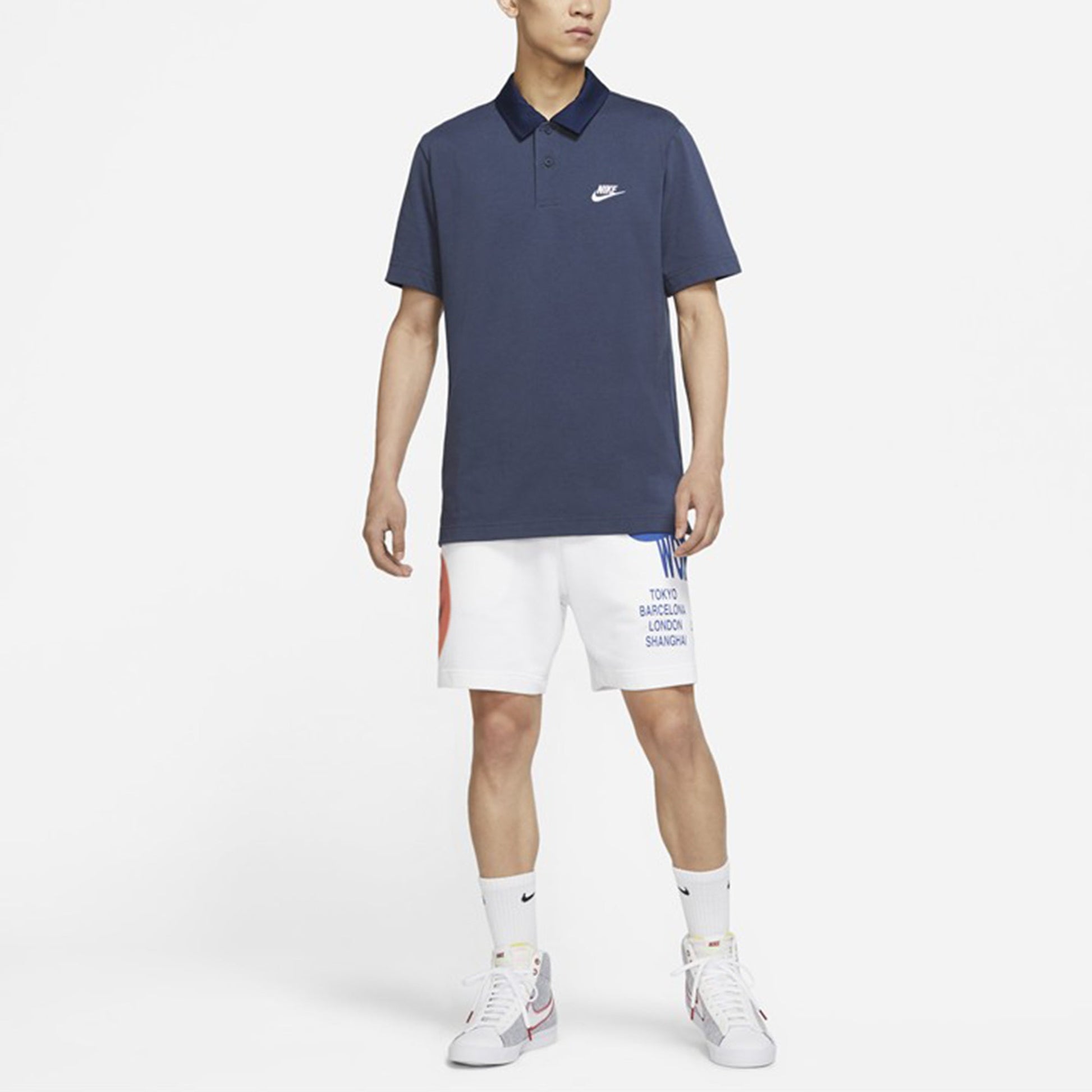 Men's Nike Sportswear Athleisure Casual Sports Rugby Short Sleeve Lapel Navy Blue Polo Shirt DD4713-437