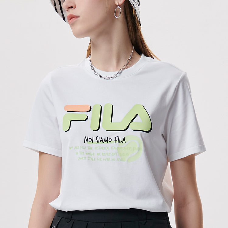 FILA FUSION Logo Printing Sports Knit Short Sleeve White T11W131109F-WT