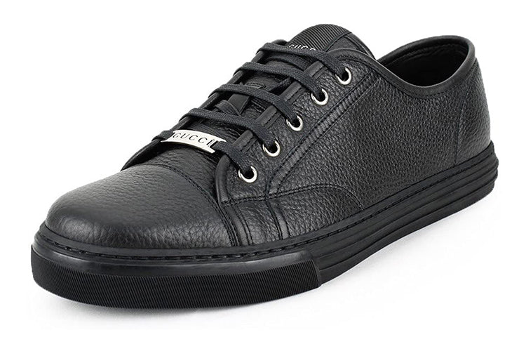 (WMNS) Gucci Pebbled Nappa Leather Low Top 'Black' 317337-AOD50-1000