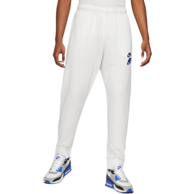 Men's Nike Embroidered Logo Solid Color Lacing Mid Waist Sports Pants/Trousers/Joggers White DD0884-100