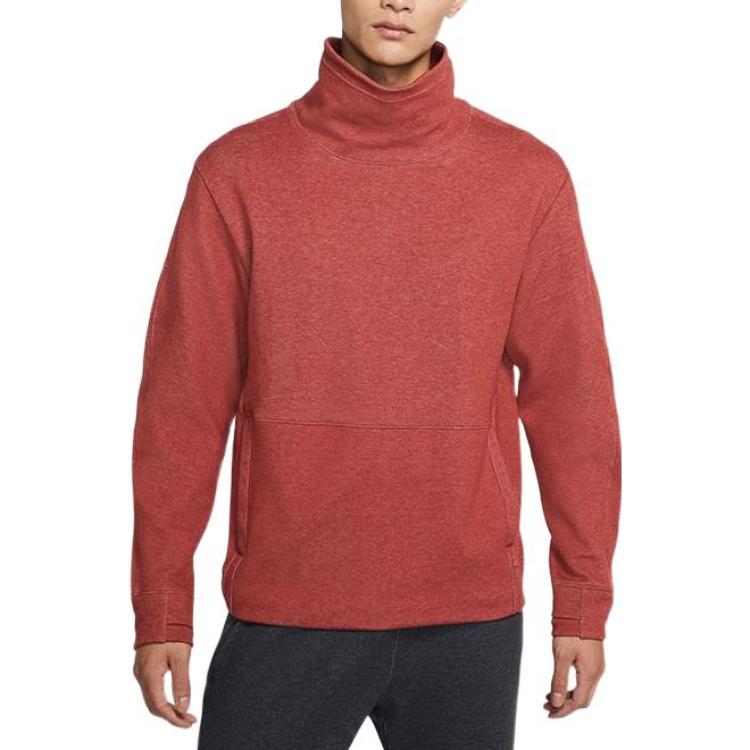 Men's Nike Dri-Fit Solid Color High Collar Pullover Long Sleeves Red CU6256-689