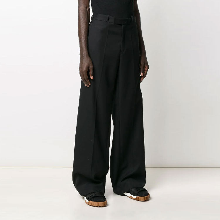 Men's Off-White Solid Color Casual Suit Long Pants/Trousers Loose Fit Black OMCA109F19F090031000