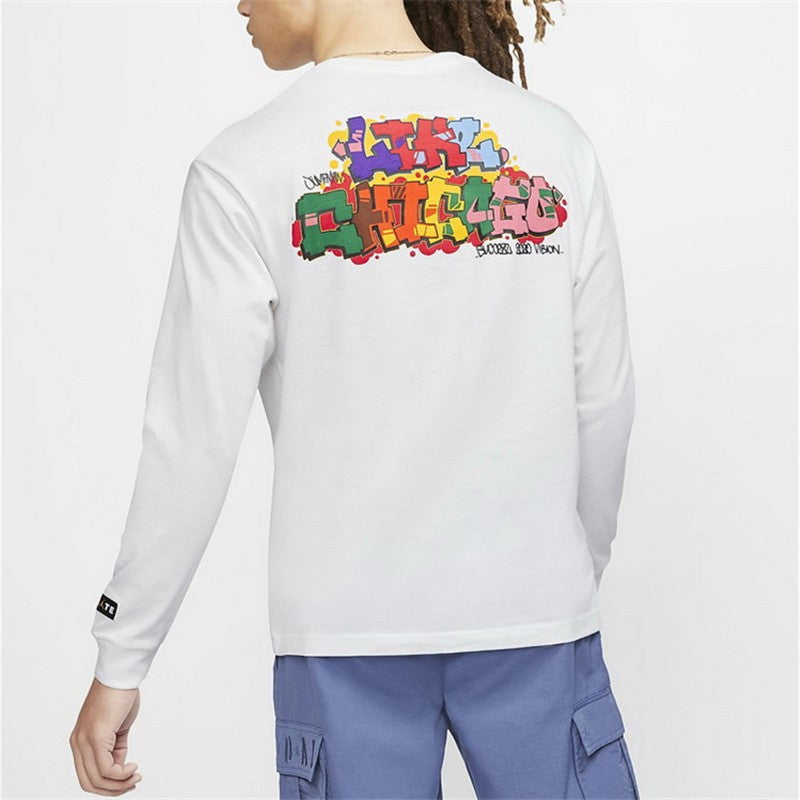 Air Jordan Printing Round Neck Casual Sports Long Sleeves White CW1148-100
