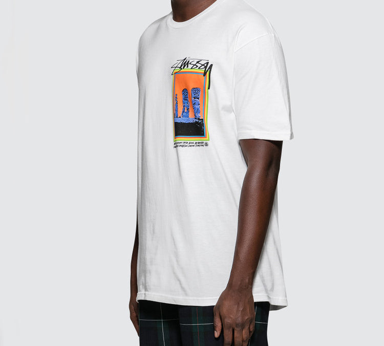 Men's Stussy Tiki Tee Logo Printing Short Sleeve White 1904271