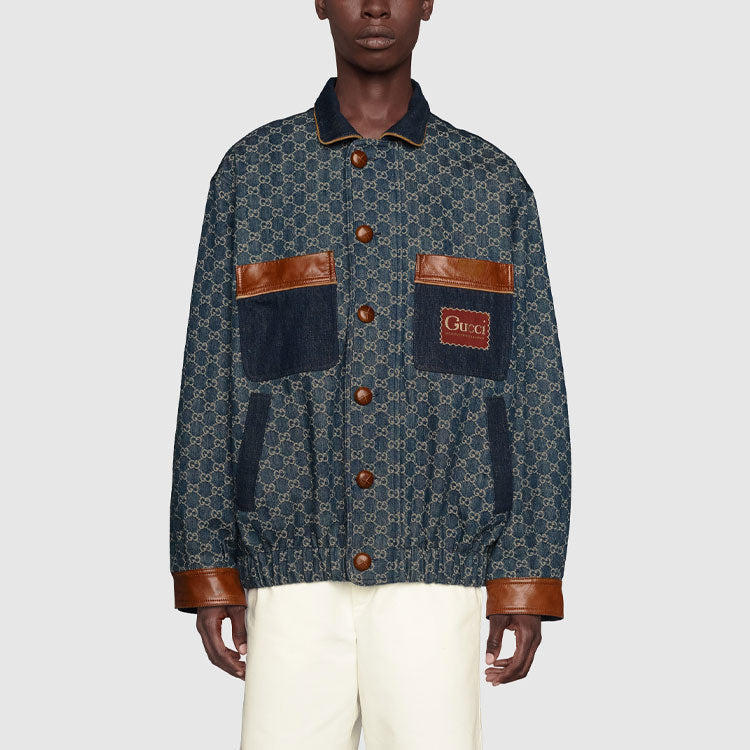 Men's Gucci SS21 Denim Series Casual Classic Aviator Jacket Autumn Blue 644963-XDBIP-4266