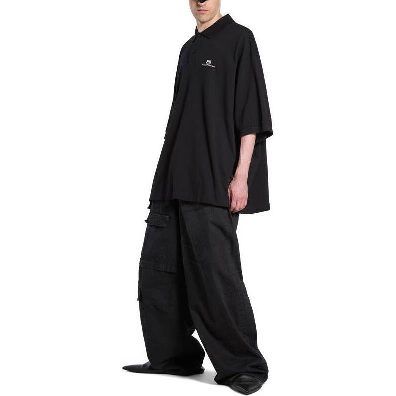 Balenciaga Bb Classic Polo Shirt Oversized 'Black' 791001TQVM71000