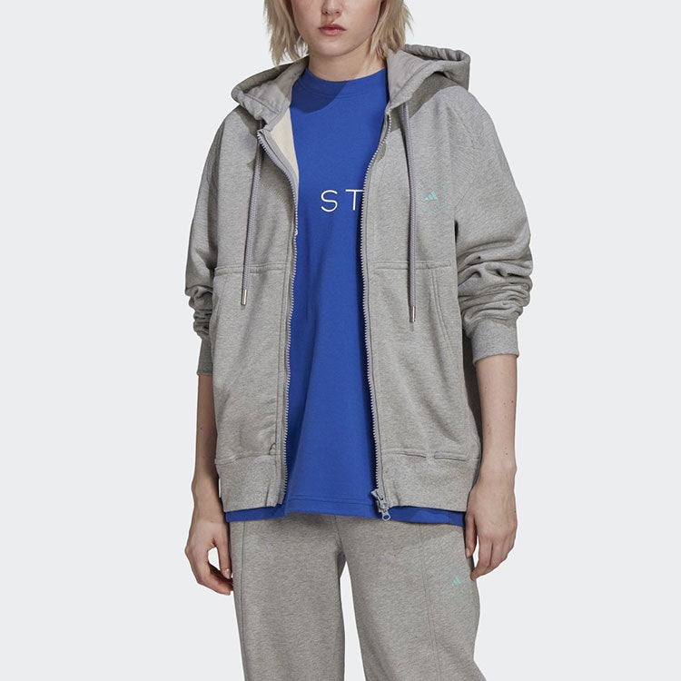 (WMNS) adidas x Stella McCartney Crossover Sports Hooded Zipper Cardigan Long Sleeves Hoodie Jacket Medium Hemp Grey HA8966