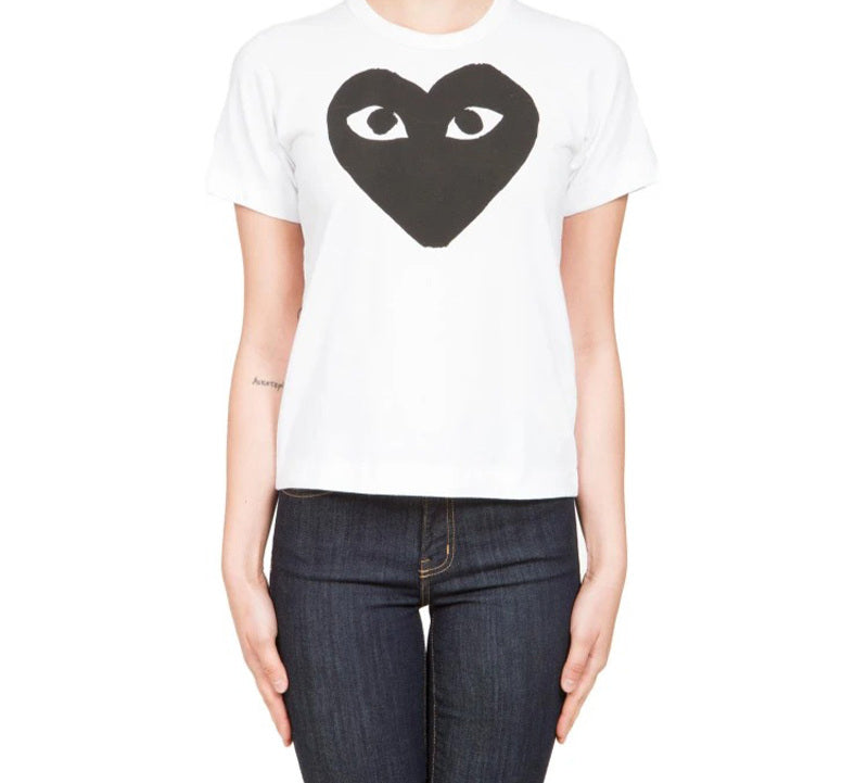 (WMNS) COMME des GARCONS PLAY Heart Logo Tee 'White Black' AZ-T069-051-1