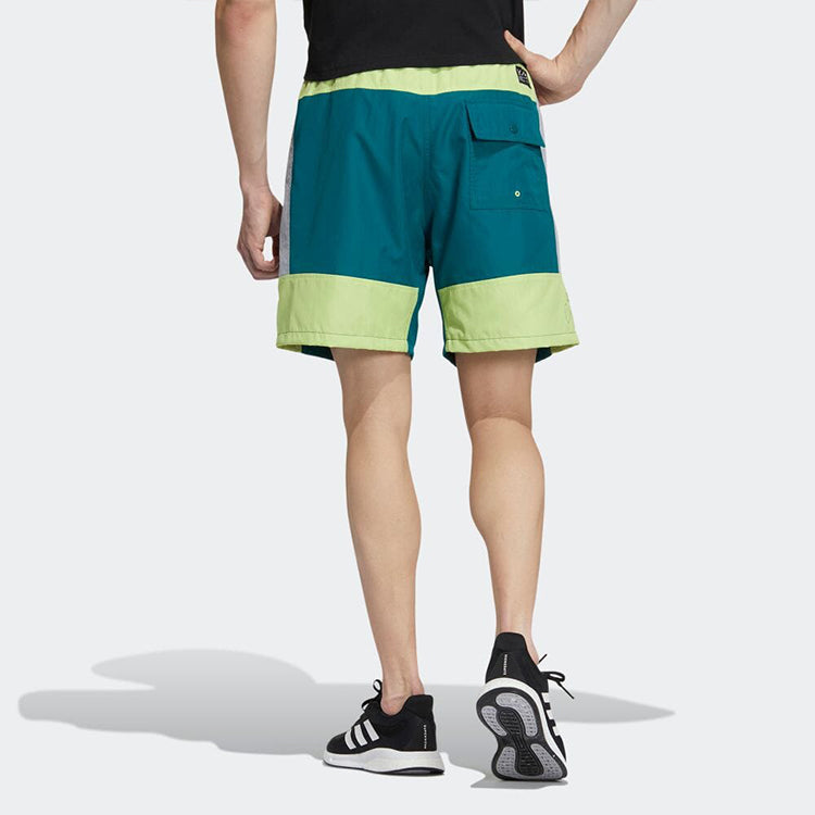 Men's adidas Stripe Colorblock Straight Shorts Japanese Version Green HD0064