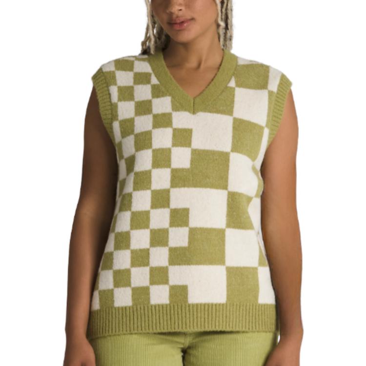 (WMNS) Vans Courtyard Checker Sweater Vest 'Green White' VN000F6WBD4