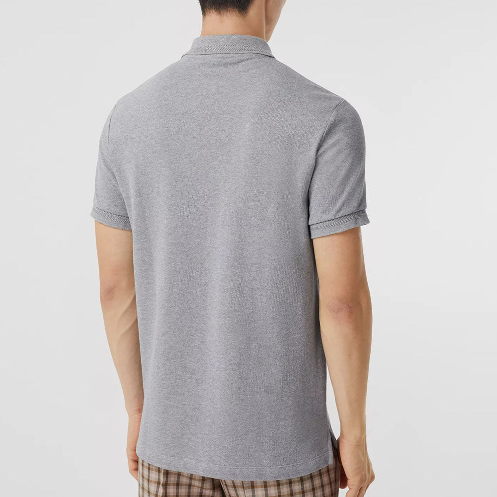 Men's Burberry SS21 Button Mesh Short Sleeve Polo Shirt Gray 80374361