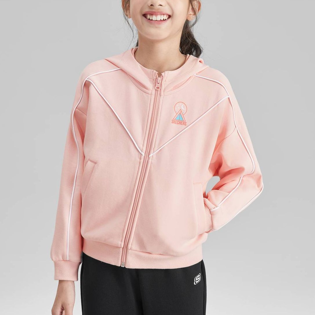 (GS) Skechers Casual Series Letter Printed Knitted Jacket 'Pink' L323G043-01UJ