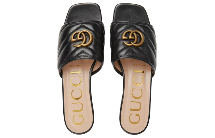 (WMNS) Gucci Double g Slippers Black 646169-BKO60-1000