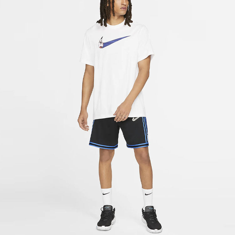 Nike Swoosh Basketball Sports Printing Round Neck Short Sleeve White DD0805-100