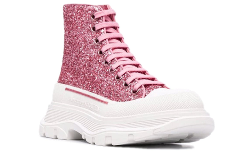 (WMNS) Alexander McQueen Tread Slick Glitter High-Top 'Pink White' 666806W4JF45489