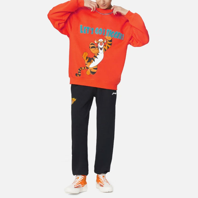 Li-Ning x Disney Crossover Sports Basketball Series Printing Loose Round Neck Pullover Orange AWDRH37-3
