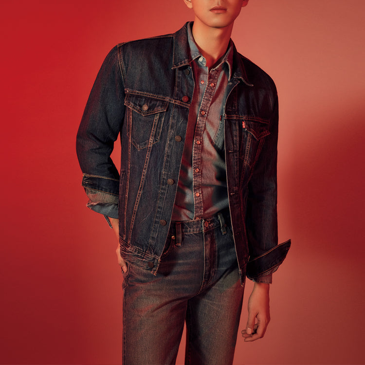 Men's Levis Loose Casual Denim Jacket Dark Blue 72334-0352