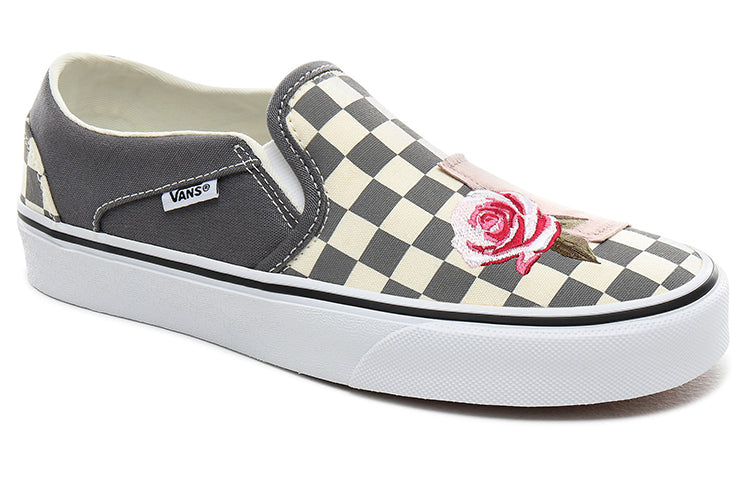 (WMNS) Vans slip-on Skate shoes Checkered Rose 'Grey White' VN0A45JMXNV