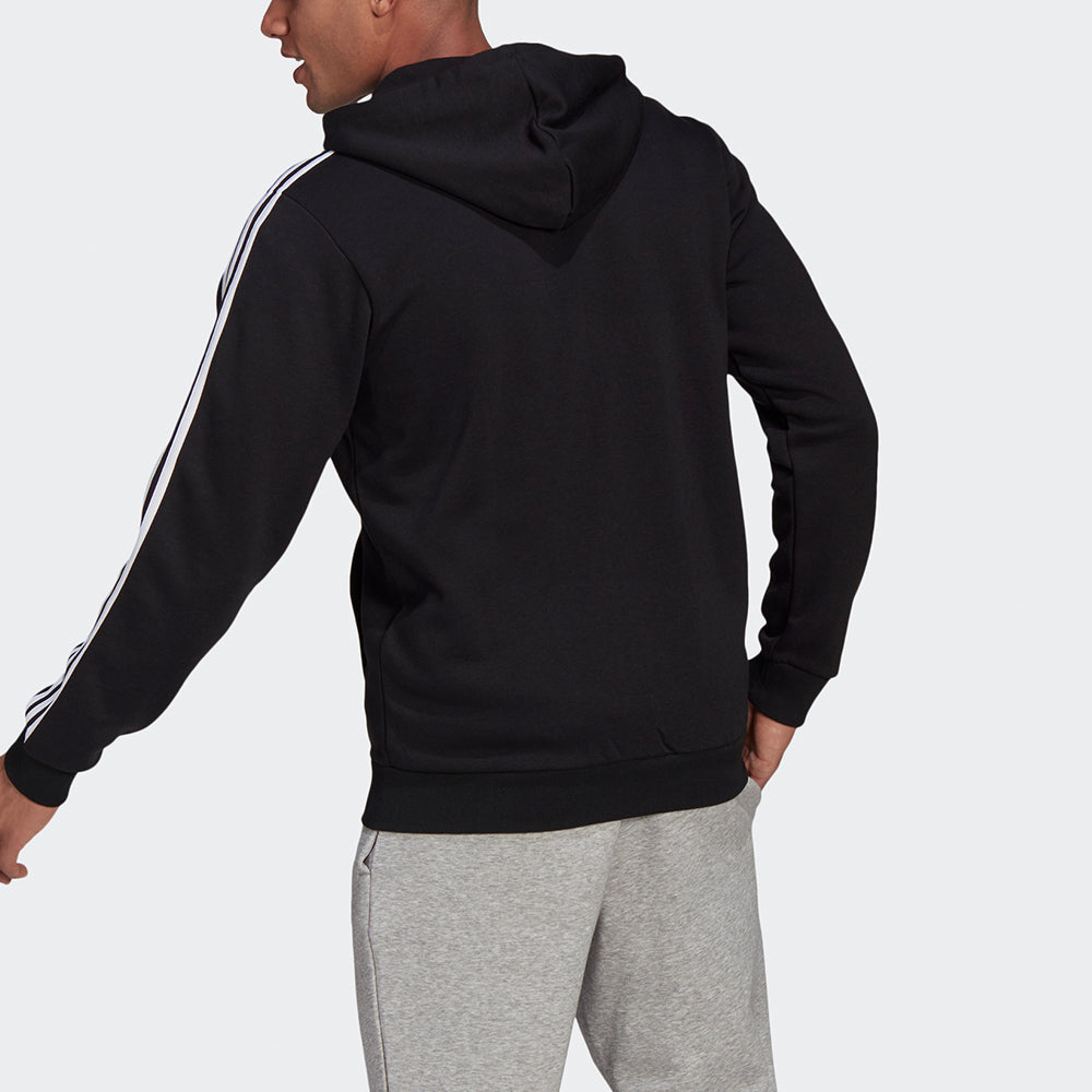 adidas M 3S Fl Fz Hd Stripe Sports Hooded Jacket Black GK9051
