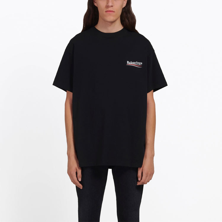 Balenciaga Logo Loose Fit Short Sleeve Unisex Black 556150TAV441000