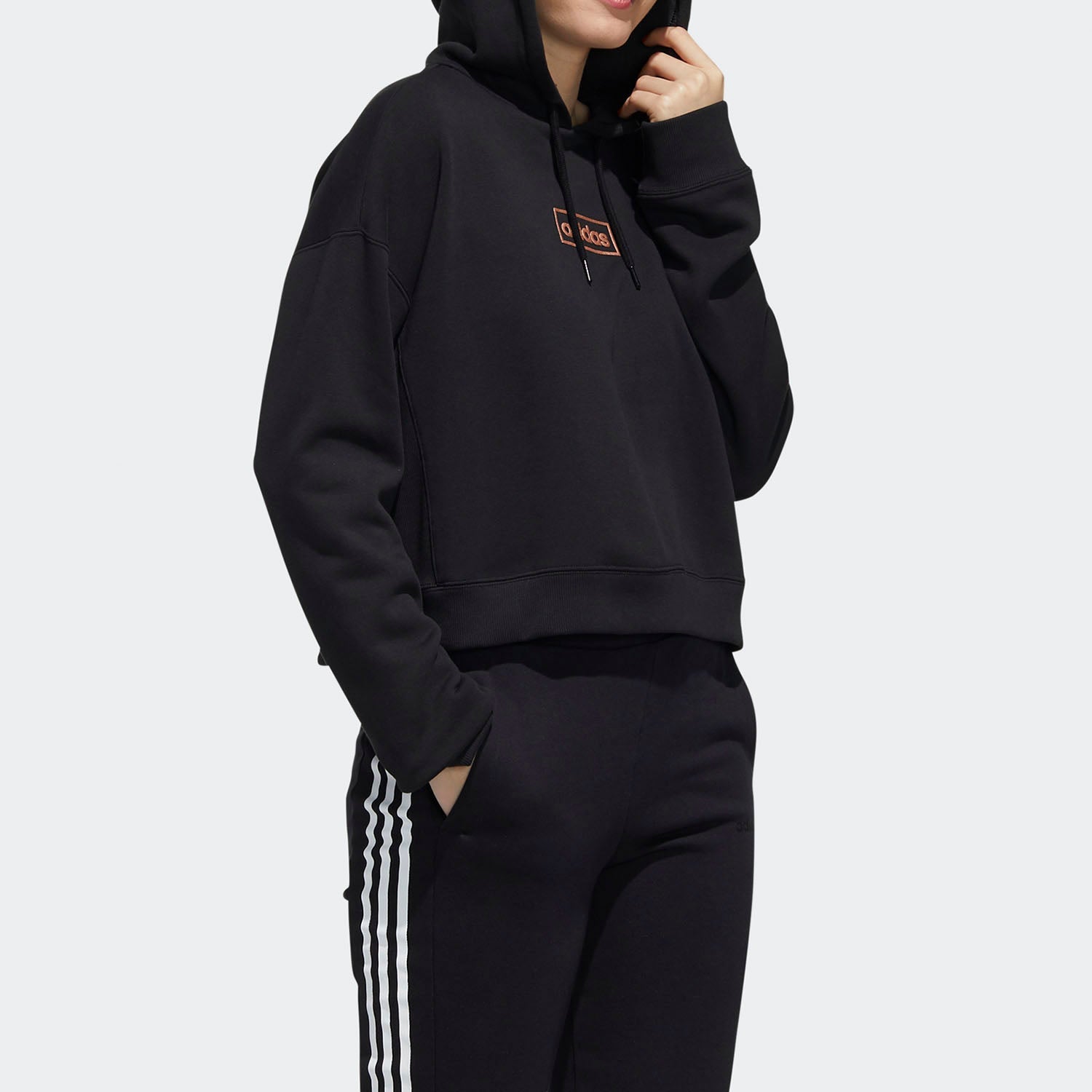(WMNS) adidas neo C+ Fleece Hdy Sports Pullover Black FP7422